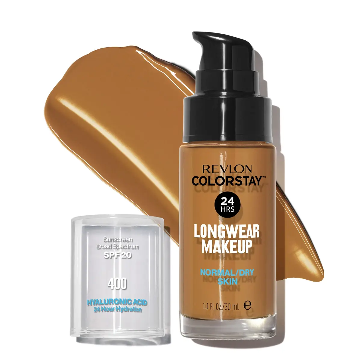 Revlon ColorStay Liquid Foundation SPF 20, 400 Caramel 29.57ml (1 fl oz) | Natural Finish for Normal & Dry Skin - main product image