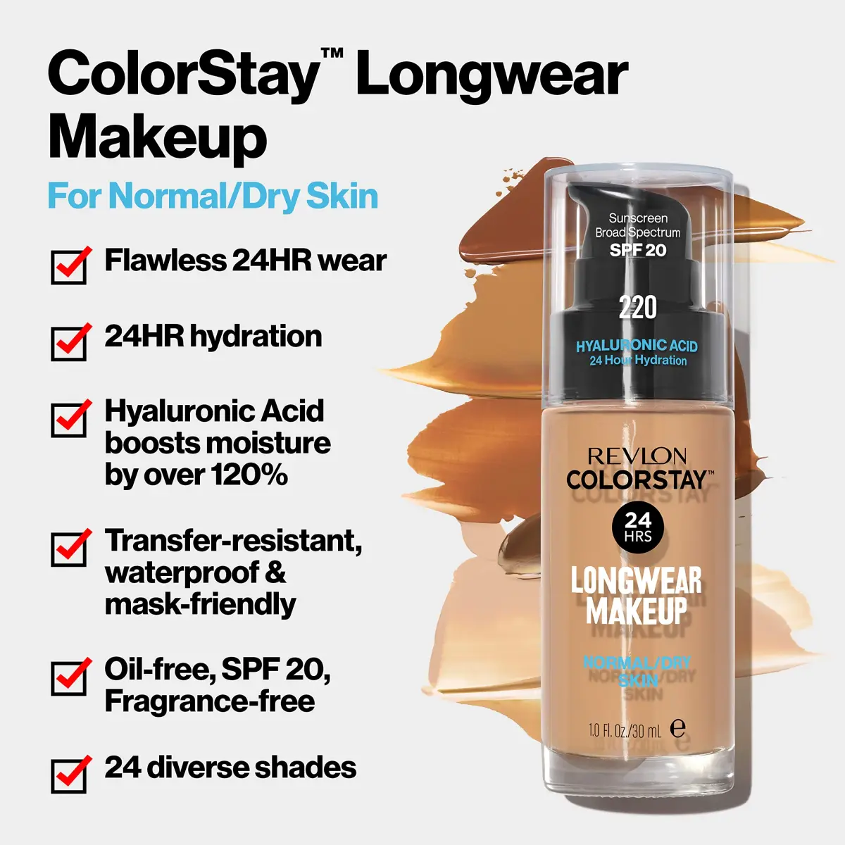 Revlon ColorStay Liquid Foundation SPF 20, 400 Caramel 29.57ml (1 fl oz) | Natural Finish for Normal & Dry Skin - view 3
