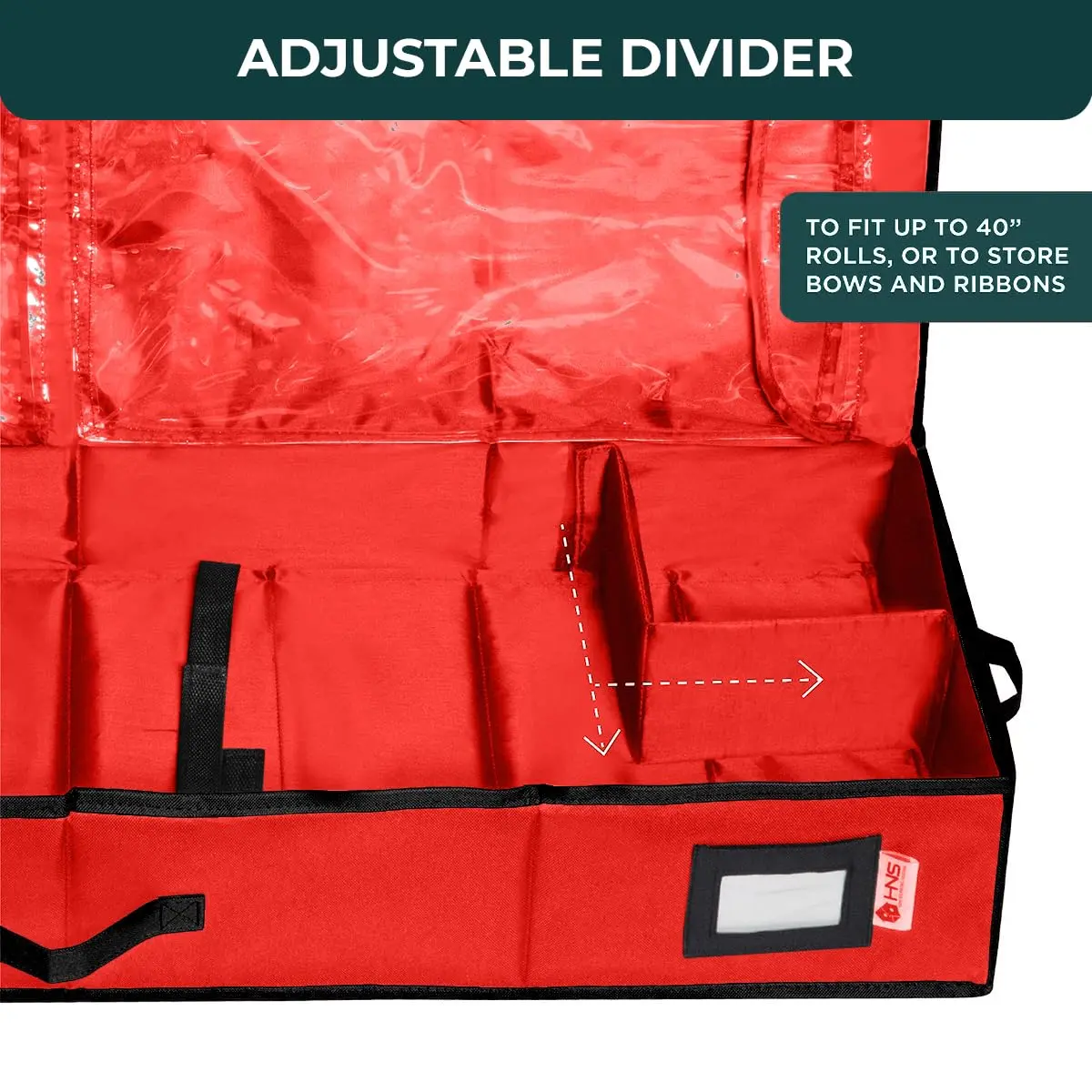 HOLDN’ STORAGE Premium Wrapping Paper Storage Container - Durable 600D Tear-Proof, Fits 27 Rolls Gift Wrap, Extra Pockets for Ribbons & Bows, Underbed Storage - view 6