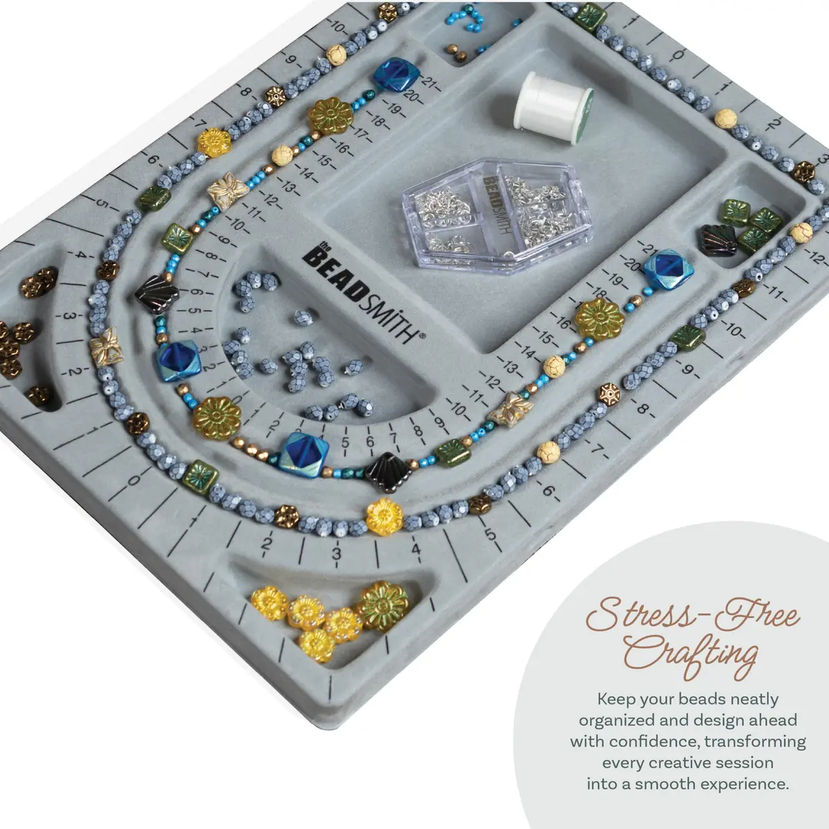 The Beadsmith Bead Board, Grey Flocked | Multi-Channel Jewelry Design Board (70-120c) - view 5