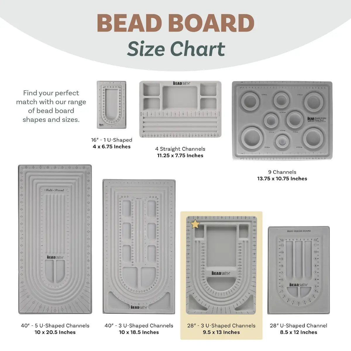 The Beadsmith Bead Board, Grey Flocked | Multi-Channel Jewelry Design Board (70-120c) - view 6