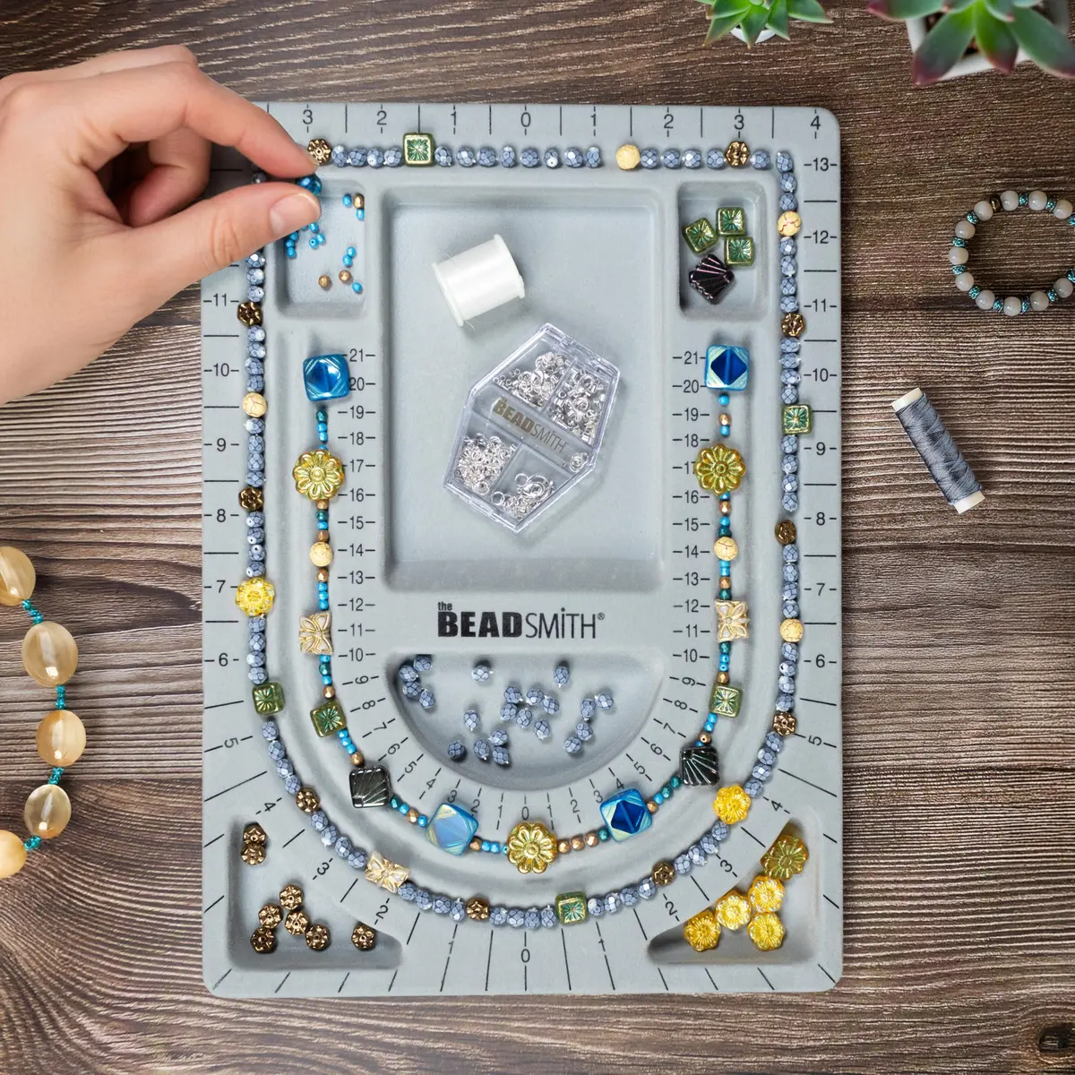 The Beadsmith Bead Board, Grey Flocked | Multi-Channel Jewelry Design Board (70-120c) - view 7