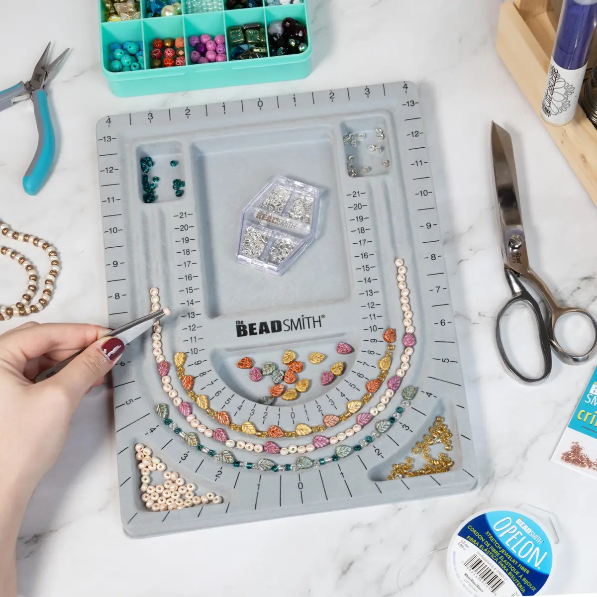 The Beadsmith Bead Board, Grey Flocked | Multi-Channel Jewelry Design Board (70-120c) - view 2