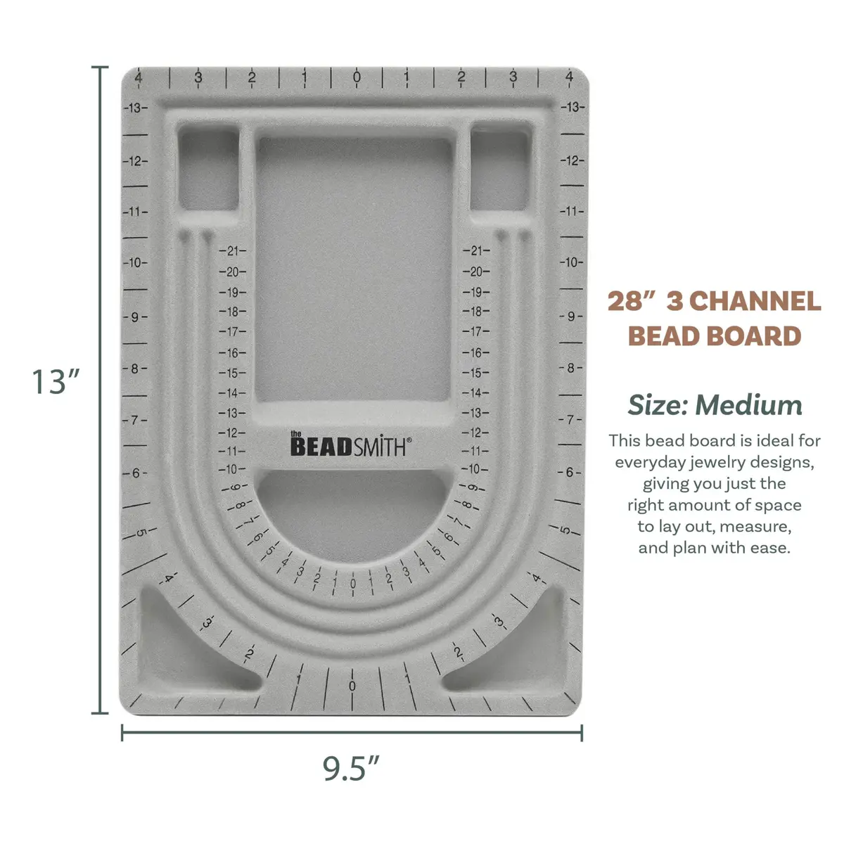 The Beadsmith Bead Board, Grey Flocked | Multi-Channel Jewelry Design Board (70-120c) - view 3