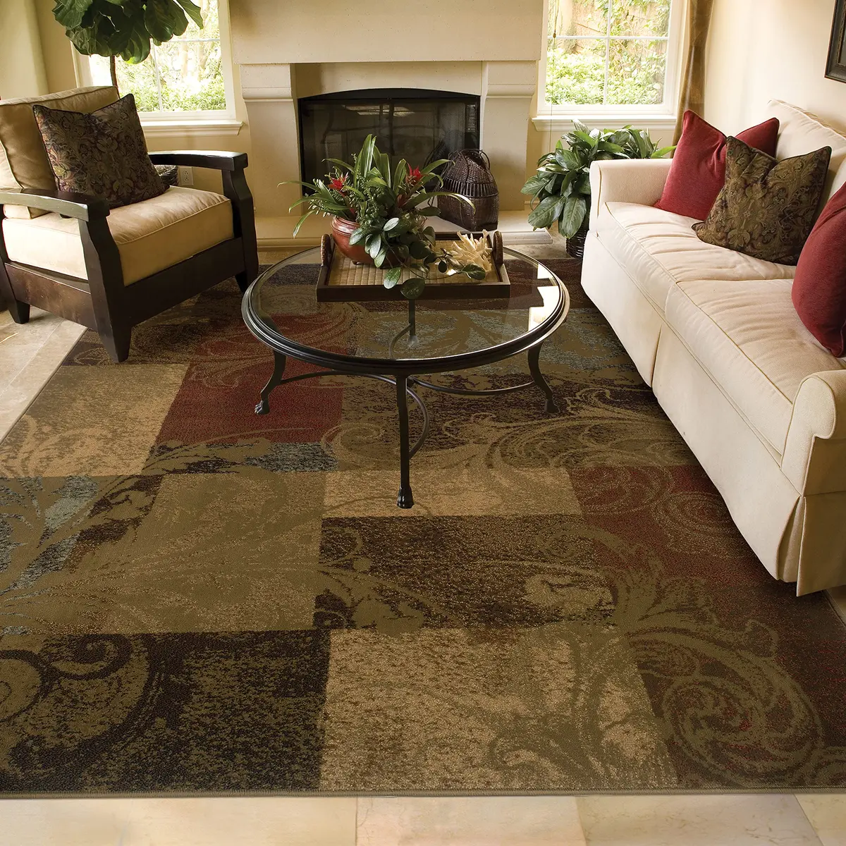 Oriental Weavers Hudson Area Rug 3'3" x 1'10" Green/Red | Modern, Stain-Resistant Entryway Rug - main product image