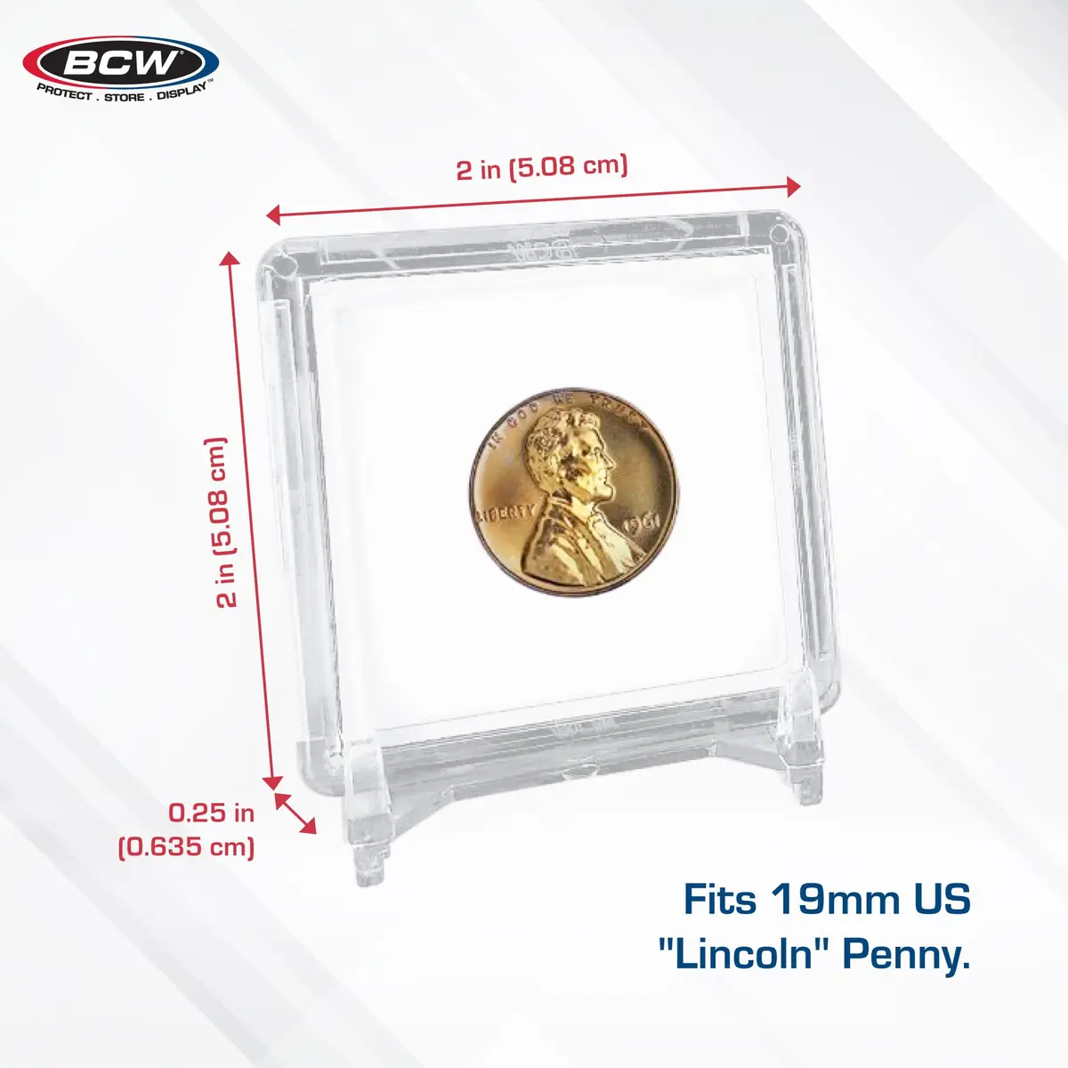 BCW 2x2 Coin Snap - 25 ct Penny Holder | Archival Safe Coin Protector | Crystal Clear Polystyrene Coin Display Case | Ideal for US Lincoln Penny - view 3
