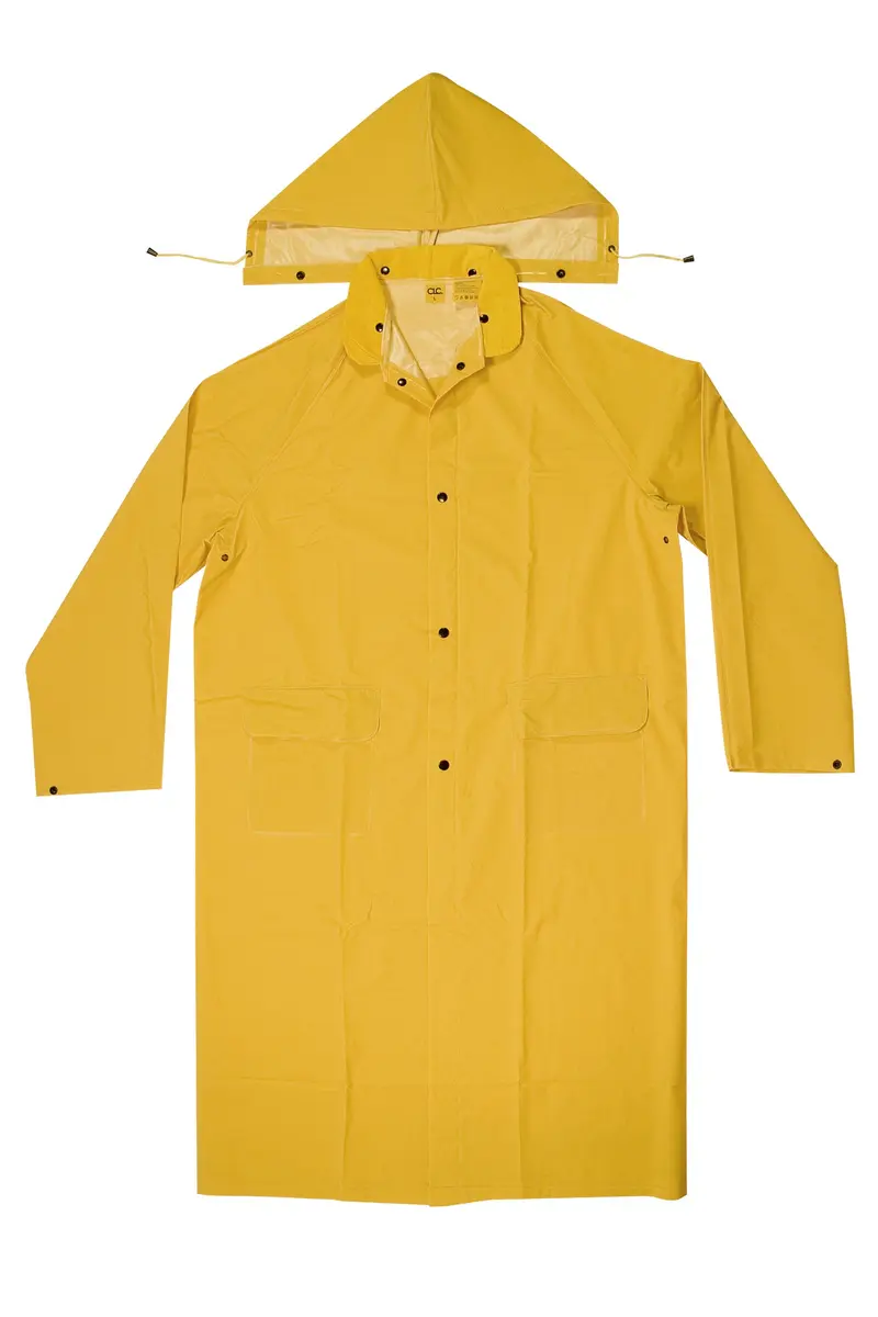 Custom Leathercraft Rain Wear R105L PVC Trench Coat Large Yellow | Heavy Duty Waterproof Raincoat - main product image