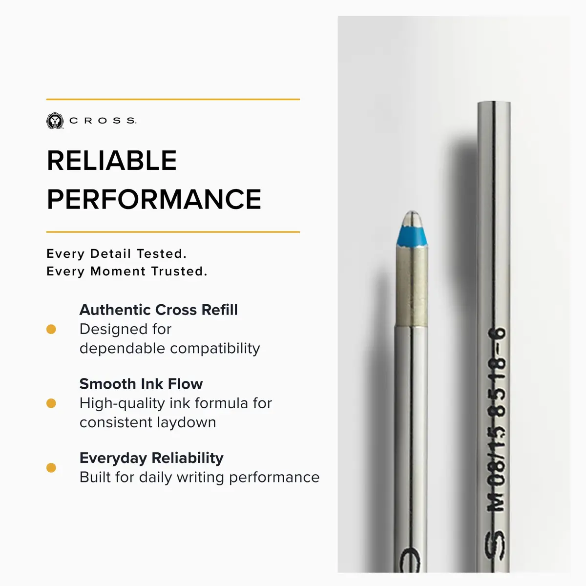 Cross Mini Ballpoint Pen Refill, Blue, Medium Point, 2-Pack Set | Smooth Ink Flow, Fade-Resistant - view 4