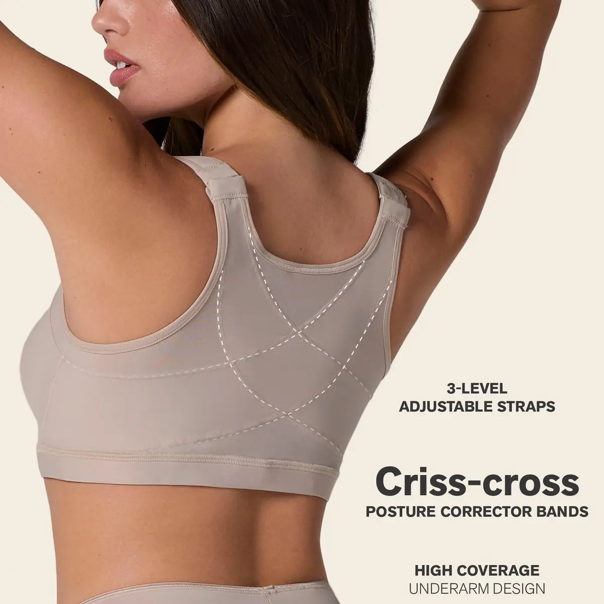 Leonisa Front Closure Posture Corrector Full Coverage Bra - Wireless Back Support Bras for Women - view 2