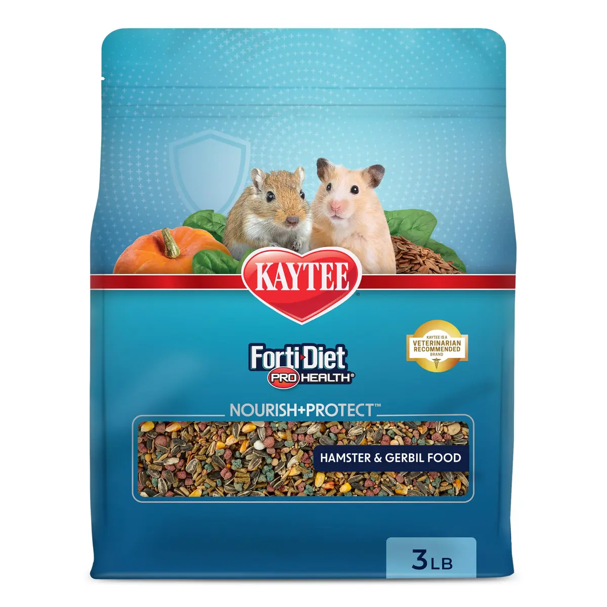 Kaytee Forti-Diet Pro Health Nourish+Protect Hamster & Gerbil Food 3 Pound | Supports Digestive & Immune Health - main product image