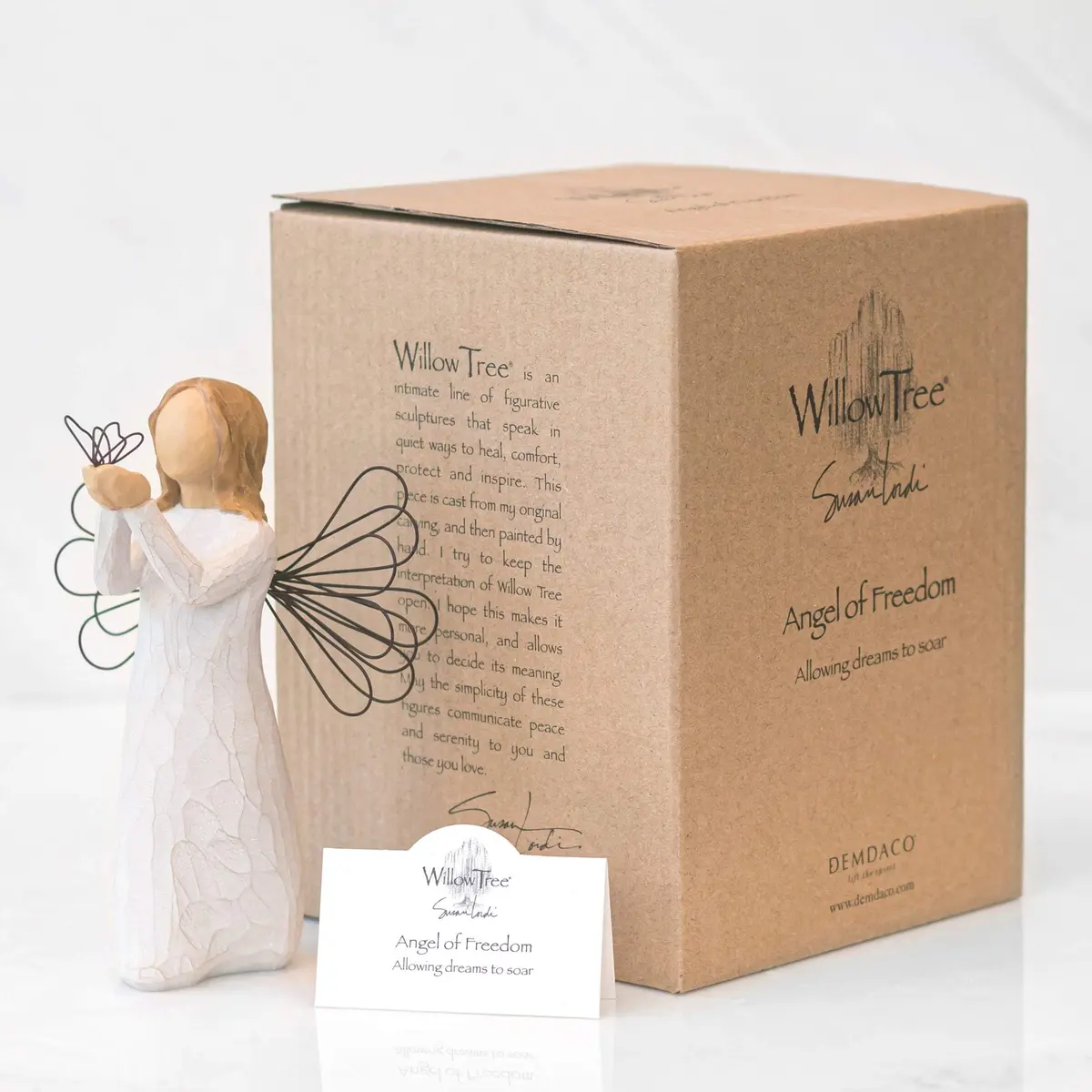 Willow Tree Angel of Freedom Sculpted Hand-Painted Figurine 5x5 in Natural, Inspirational, Hand-Carved - view 5