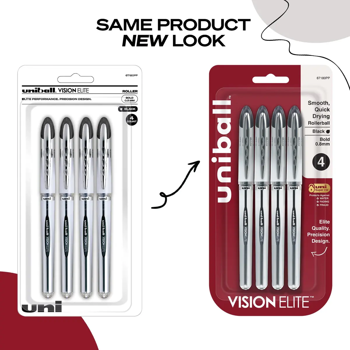 Uni-Ball Vision Elite Rollerball Pens, Bold Point (0.8mm), Black | Leak-Free, Water-Resistant, Smooth Writing - view 5