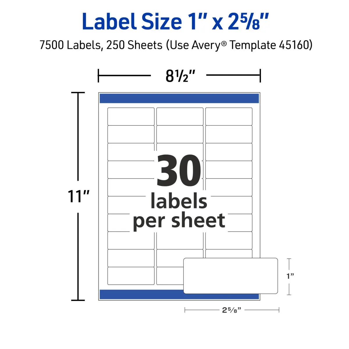 Avery Easy Peel Printable Address Labels 1" x 2-5/8" White 7,500 Labels | Sure Feed Technology for Laser Printers - view 7