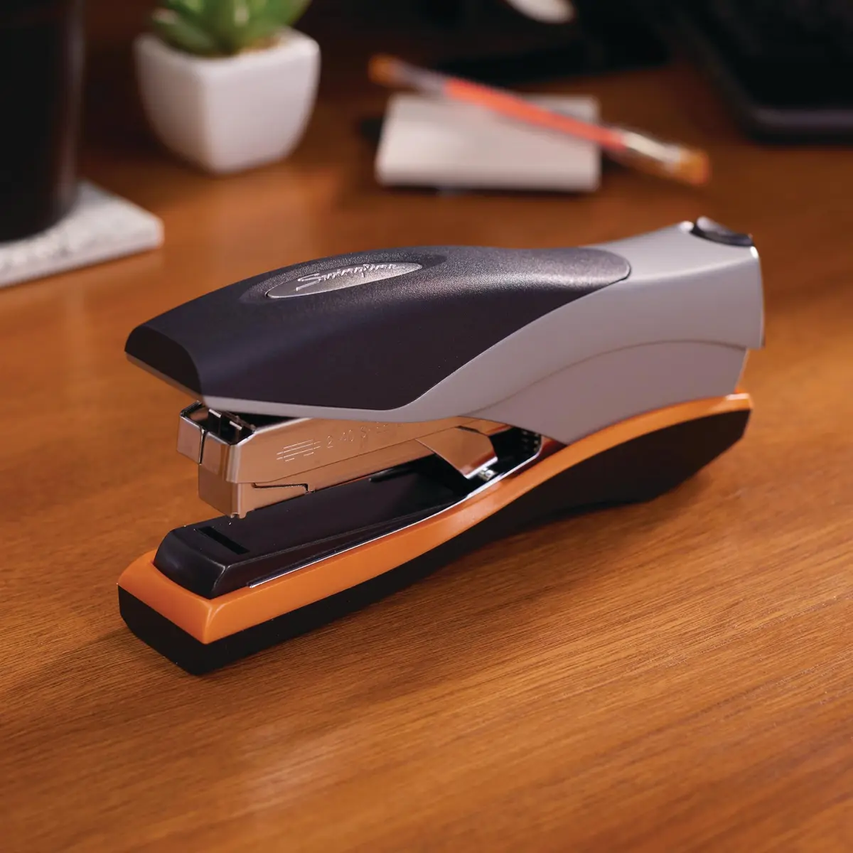 Swingline Stapler 40 Sheet Capacity Optima 40 Jam Free Soft Grip Orange and Gray | Reduced Effort Desktop Stapler - view 2