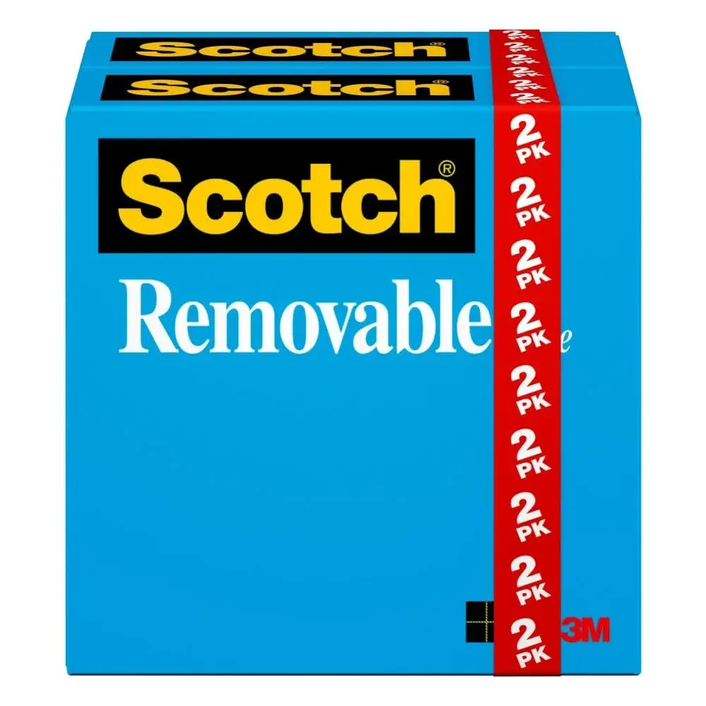 Scotch Removable Tape 19 mm x 33 m (3/4 in. x 1296 in.) 2 Rolls | Invisible Matte Finish for Paper Crafts - main product image