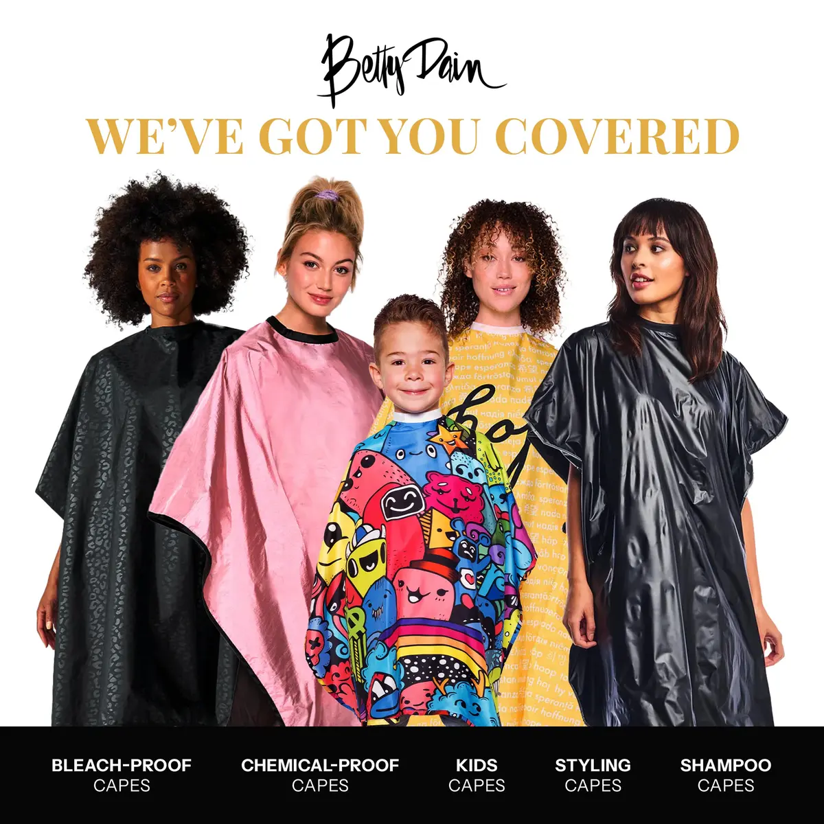 Betty Dain Zephyr Bleach-Proof Styling Cape 45" x 60" Black | Waterproof & Colorproof - view 8