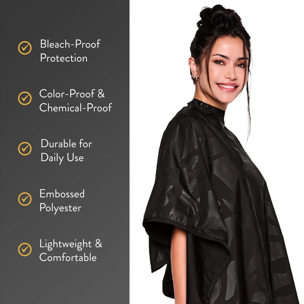 Betty Dain Zephyr Bleach-Proof Styling Cape 45" x 60" Black | Waterproof & Colorproof - view 3