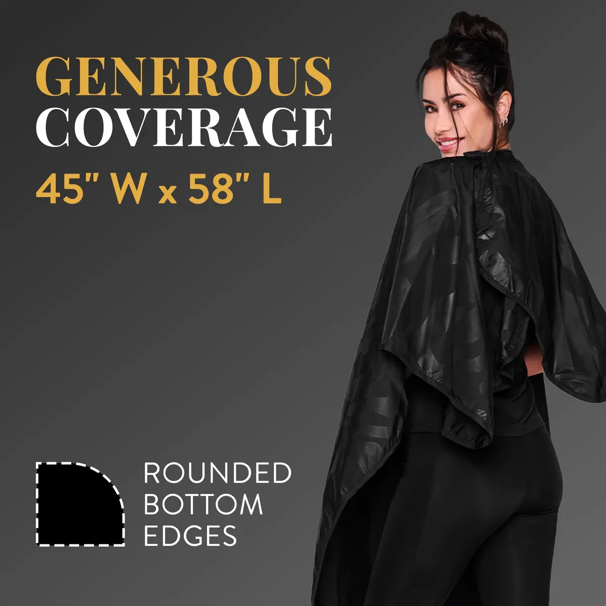 Betty Dain Zephyr Bleach-Proof Styling Cape 45" x 60" Black | Waterproof & Colorproof - view 4