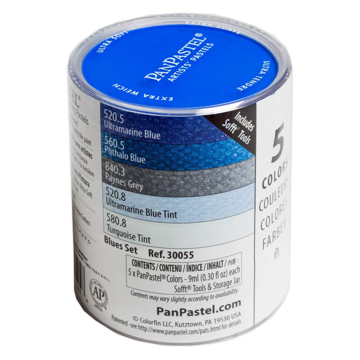 PanPastel Artist Pastels Blues Set 9ml Pans (5 Colors) | Professional Artist Pastels, Unique Pan Format - main product image