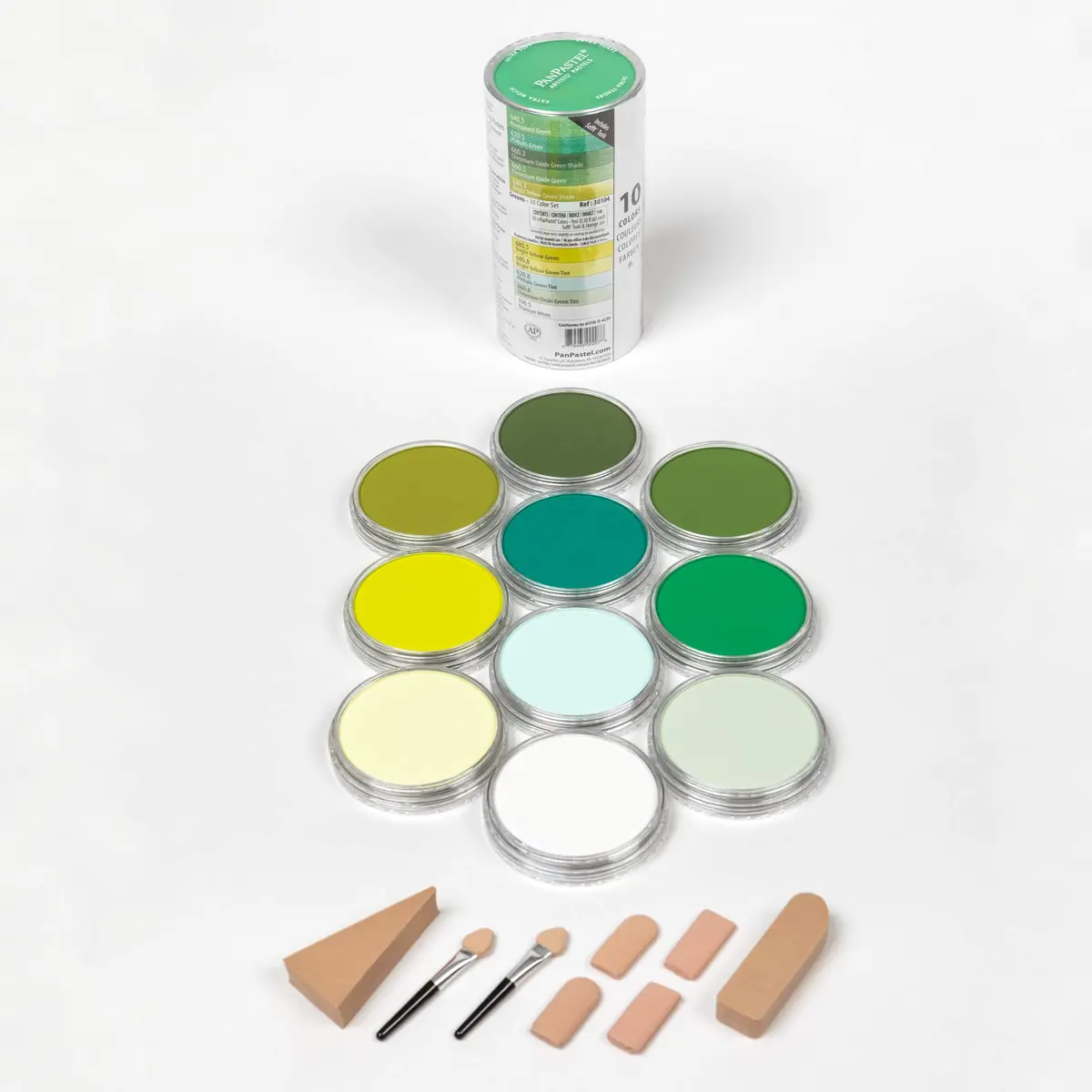 PanPastel Artist Pastels Greens Set 10 Color 9ml Pans | Professional Grade Art Pastels for Landscapes - view 2
