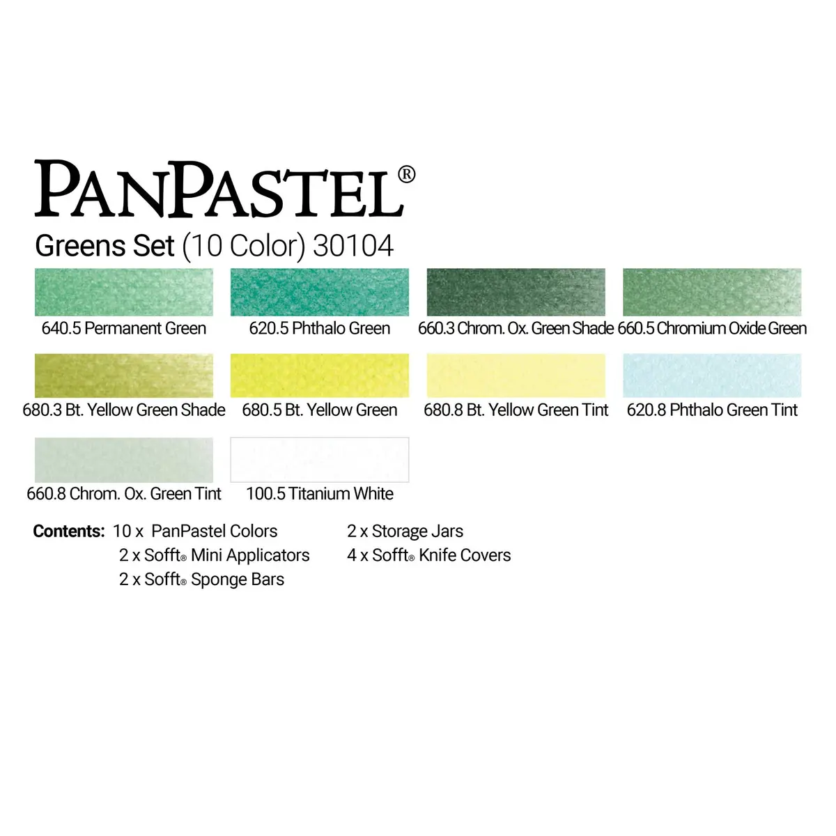PanPastel Artist Pastels Greens Set 10 Color 9ml Pans | Professional Grade Art Pastels for Landscapes - view 3
