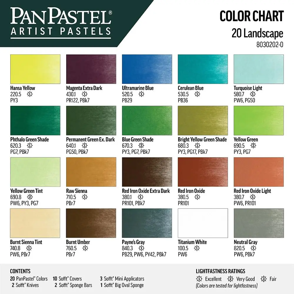 PanPastel Landscape Set 20 Colors 9ml Each | Professional Artist Pastels with Sofft Tools - view 4
