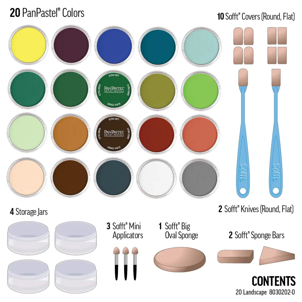 PanPastel Landscape Set 20 Colors 9ml Each | Professional Artist Pastels with Sofft Tools - view 3