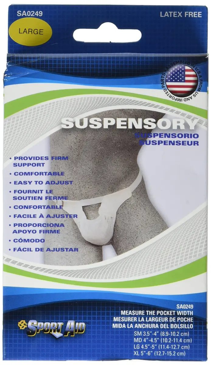 SportAid Suspensory with Elastic Waist Band, Large | Fits 4.5-5 inches, Supports Hip & Waist - main product image