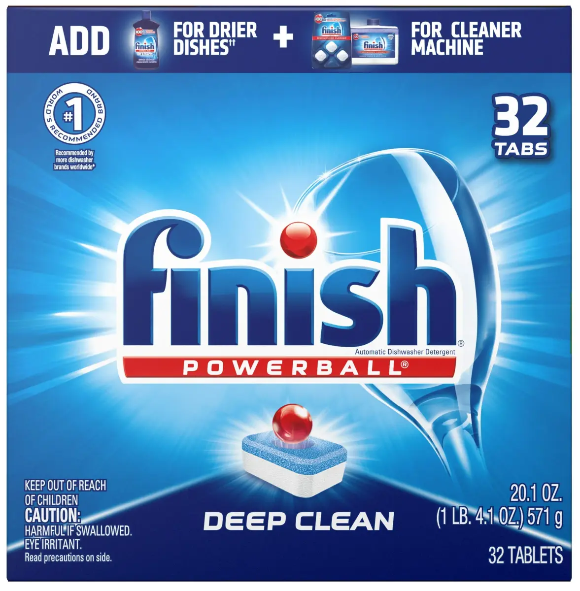 Finish All in 1 Dishwasher Detergent Tablets 32 Count | Powerball Formula for Brilliant Clean & Jet-Dry Shine - main product image