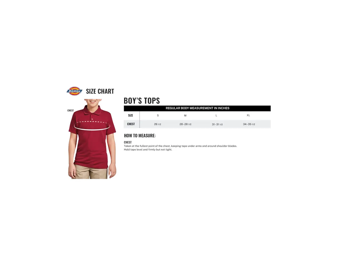 Dickies Big Boys' Short Sleeve Pique Polo Shirt, White, Small (8) | Durable Cotton, Easy Care, Tagless Label - view 7