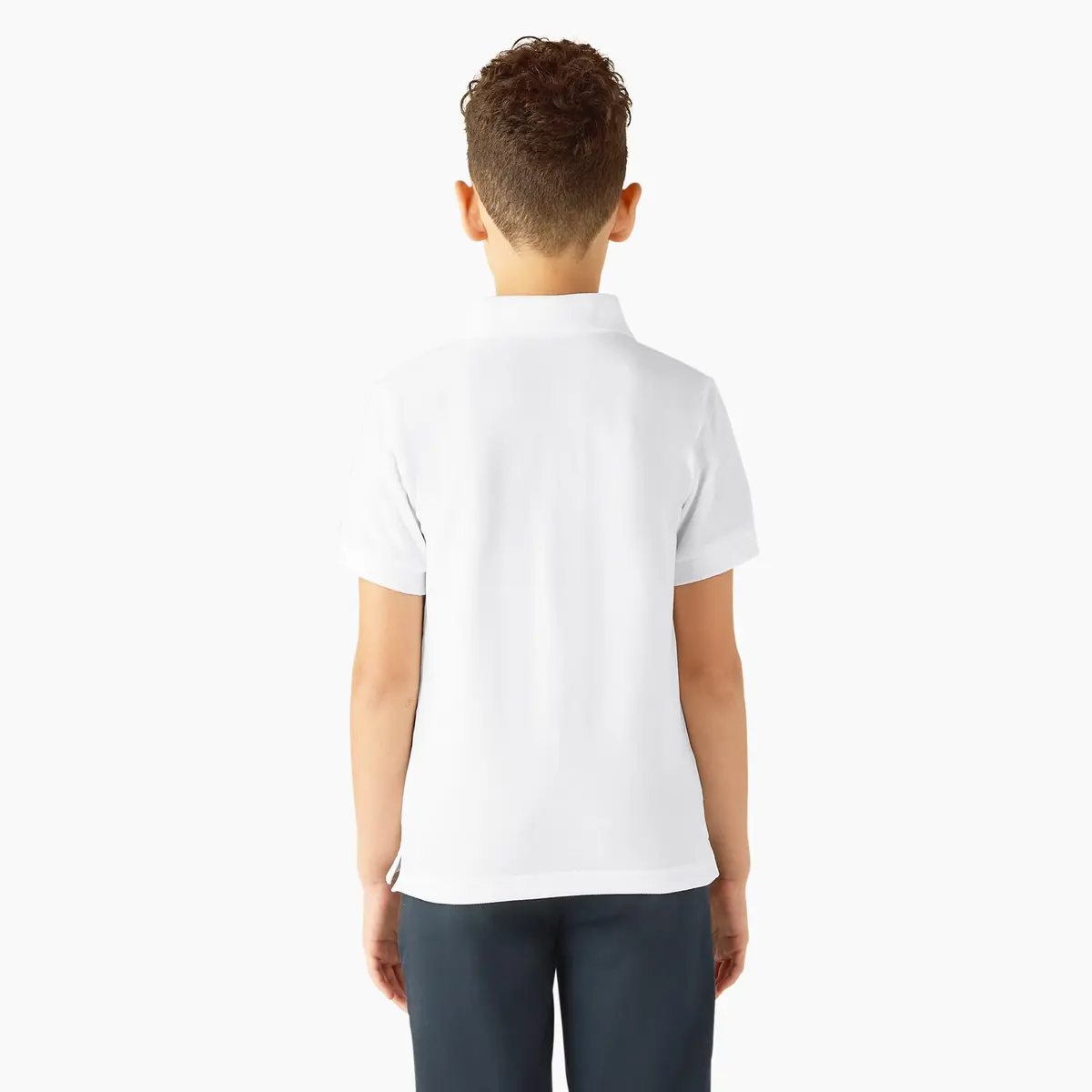 Dickies Big Boys' Short Sleeve Pique Polo Shirt, White, Small (8) | Durable Cotton, Easy Care, Tagless Label - view 2