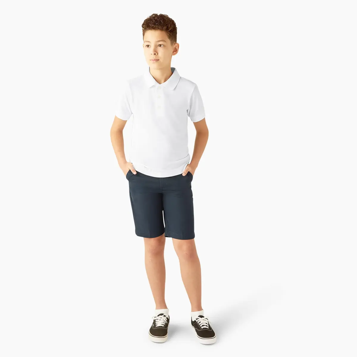 Dickies Big Boys' Short Sleeve Pique Polo Shirt, White, Small (8) | Durable Cotton, Easy Care, Tagless Label - view 4