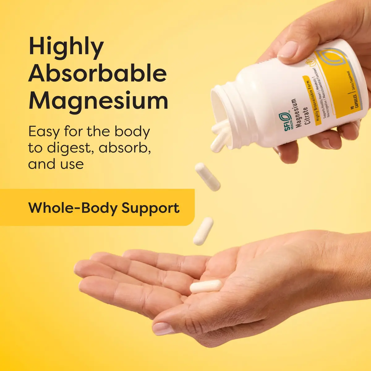 SFI Health Magnesium Citrate Supplement 90 Capsules | Readily Soluble, Supports Energy & Bone Health - view 2