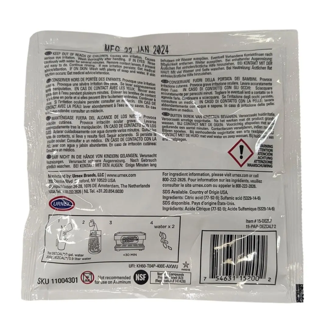 Urnex Dezcal Activated Scale Remover 7 oz | Biodegradable, Non-Toxic Descaler for Coffee & Espresso Equipment - view 2