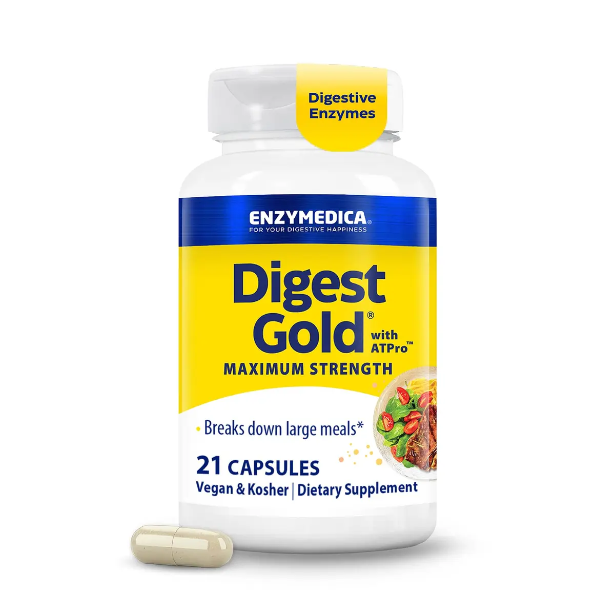 Enzymedica Digest Gold, Maximum Strength, 21 Capsules | Supports Digestion & Energy - main product image