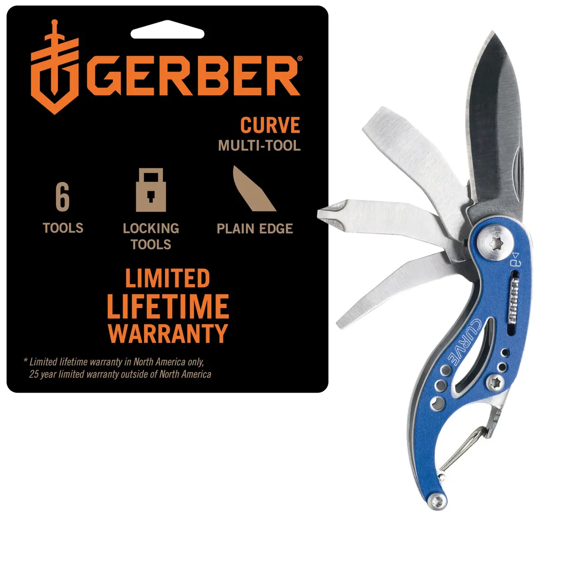 Gerber Gear Curve EDC Multitool 6-in-1 Pocket Knife Keychain with Pocket Screwdriver, Blue | 2.25" Closed Length - main product image
