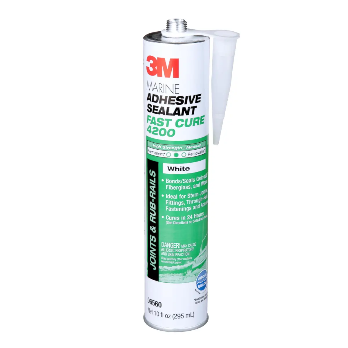 3M Marine Adhesive Sealant Fast Cure 4200FC, White, 295 mL (10 fl oz) | Bonds Above & Below Waterline - main product image