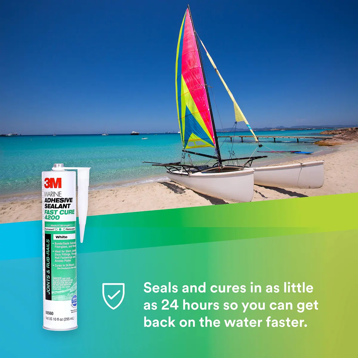 3M Marine Adhesive Sealant Fast Cure 4200FC, White, 295 mL (10 fl oz) | Bonds Above & Below Waterline - view 2