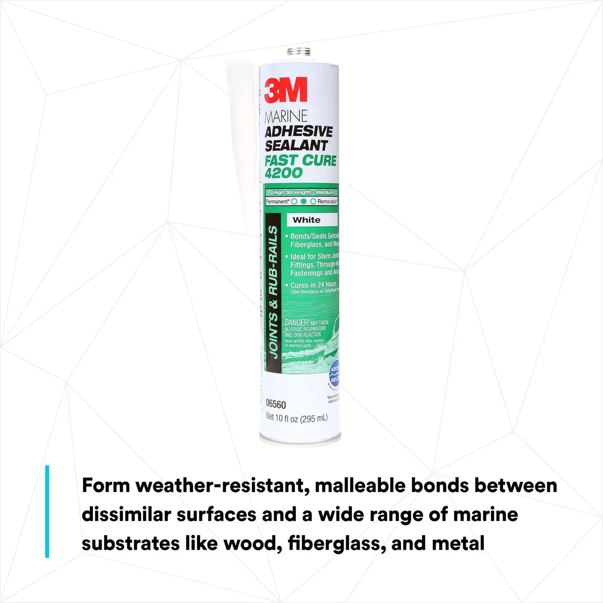 3M Marine Adhesive Sealant Fast Cure 4200FC, White, 295 mL (10 fl oz) | Bonds Above & Below Waterline - view 3