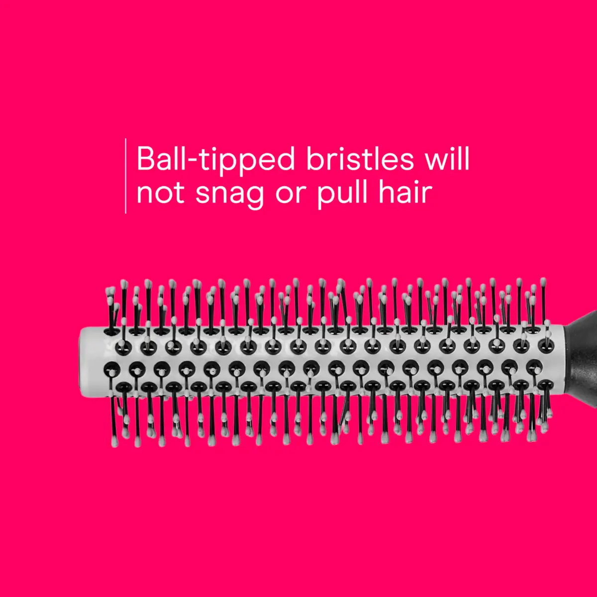 Conair Grip & Style Metal Round Brush, Nylon Bristle Hair Brush for Blowout Styling, For Short Hair Lengths, 1.375 inch Barrel - view 5