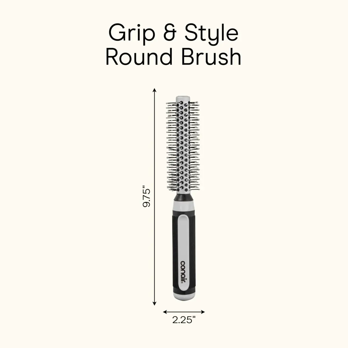 Conair Grip & Style Metal Round Brush, Nylon Bristle Hair Brush for Blowout Styling, For Short Hair Lengths, 1.375 inch Barrel - view 9