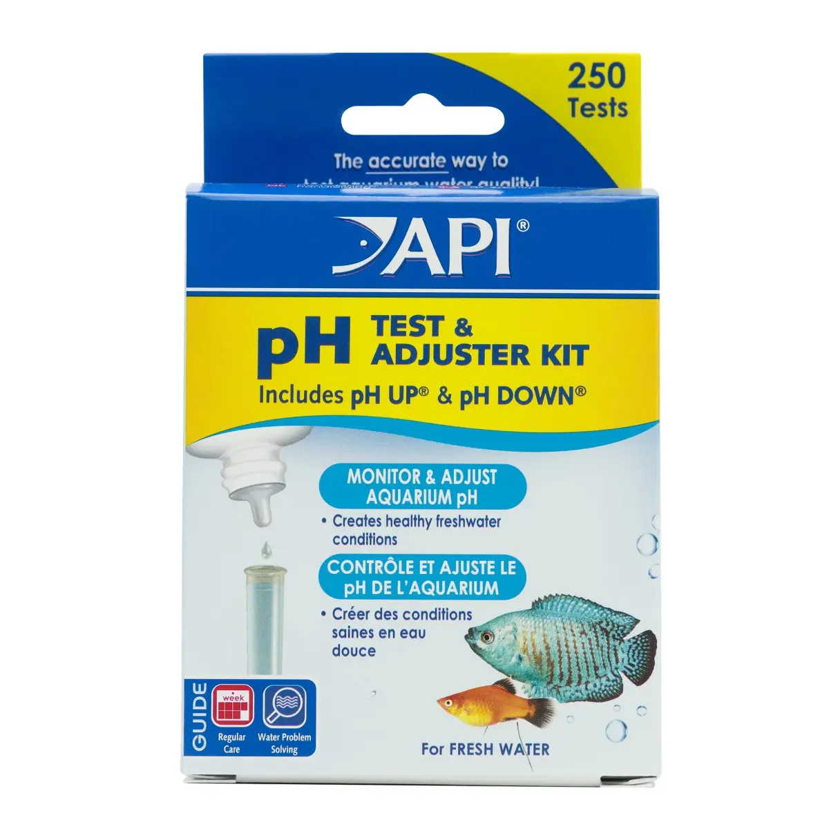 API pH Test & Adjuster Kit 250-Test Freshwater Aquarium Water pH Test and Adjuster Kit | Monitors and Adjusts pH for Fish Health - main product image