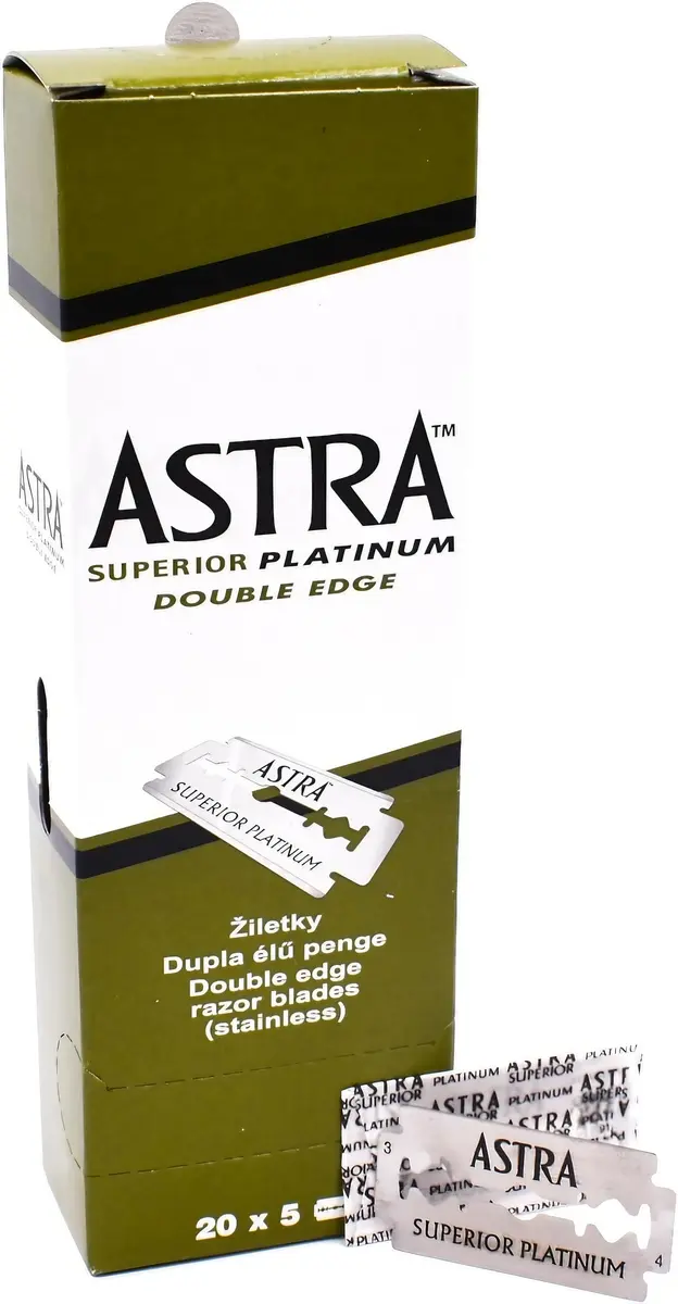 ASTRA Platinum Double Edge Safety Razor Blades,100 Blades (20 x 5) | Long-lasting, smooth shave for men - main product image