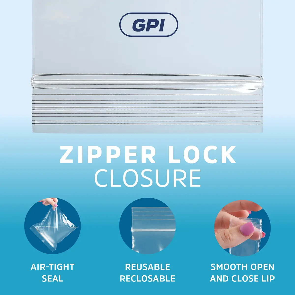 GPI 5" x 8" Zip Bags | 1000 Pack, 2 Mil, Reclosable, for Storage & Packaging - view 7