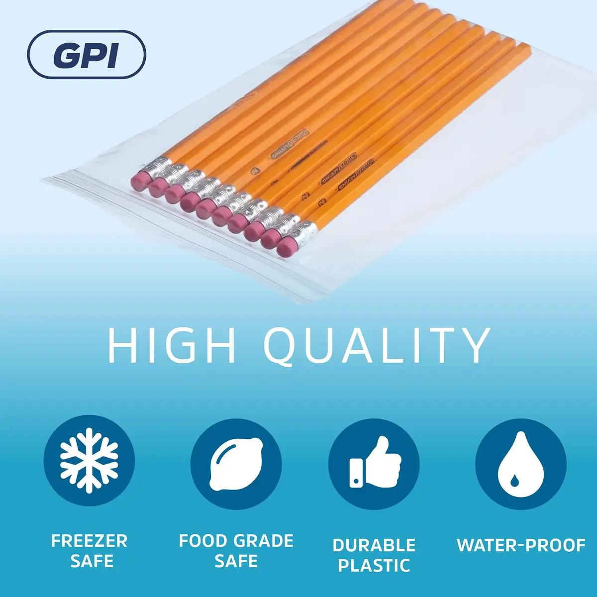 GPI 5" x 8" Zip Bags | 1000 Pack, 2 Mil, Reclosable, for Storage & Packaging - view 4