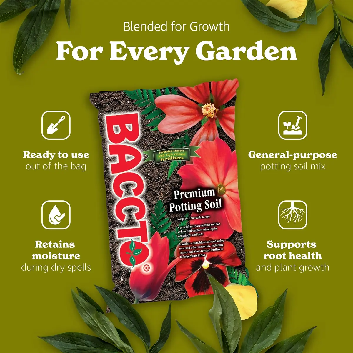 BACCTO Michigan Peat General Purpose Premium Potting Soil with Perlite, 50 lb | All-Purpose Garden Soil for Healthy Plants - view 3