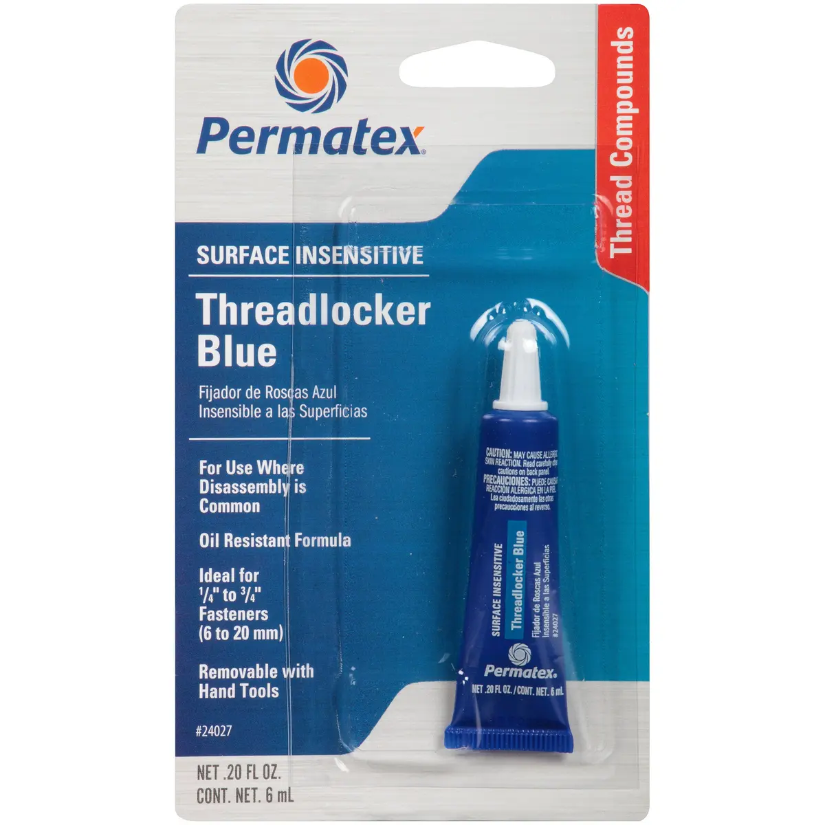 Permatex Surface Insensitive Threadlocker Blue 6 ml Pack of 6 | Medium Strength Lock & Seal for Bolts & Nuts - main product image