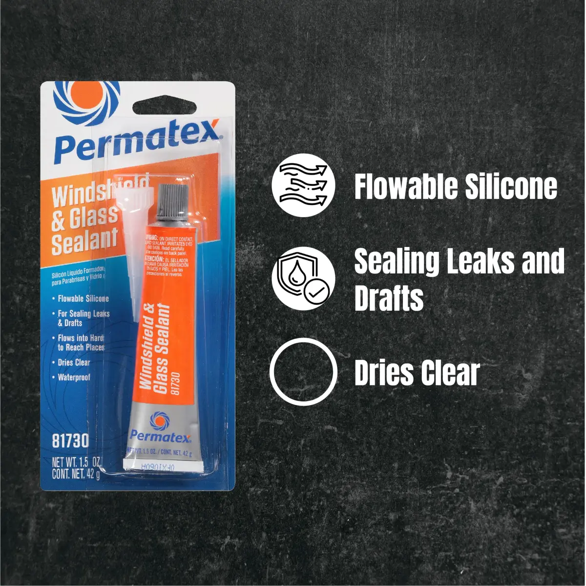 Permatex Flowable Silicone Windshield and Glass Sealer 18 fl oz (Pack of 12) | Seals Leaks in Hard-to-Reach Areas - view 2