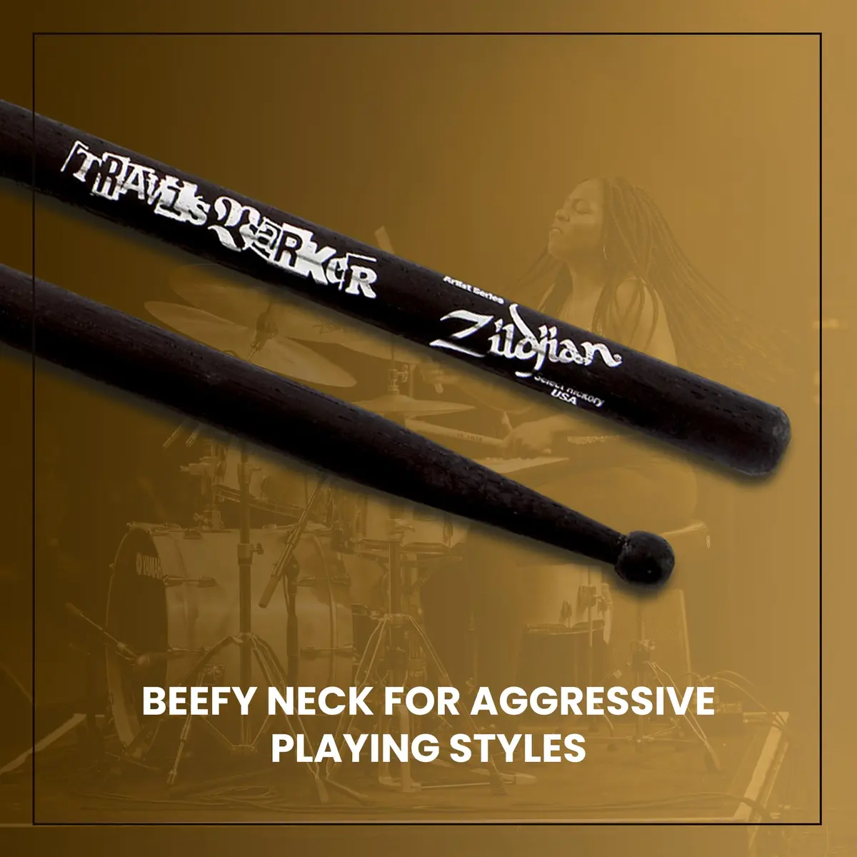 Zildjian Travis Barker Black Artist Series Drumsticks 41.6 cm (16.38 in) | Designed for Aggressive Playing - view 8
