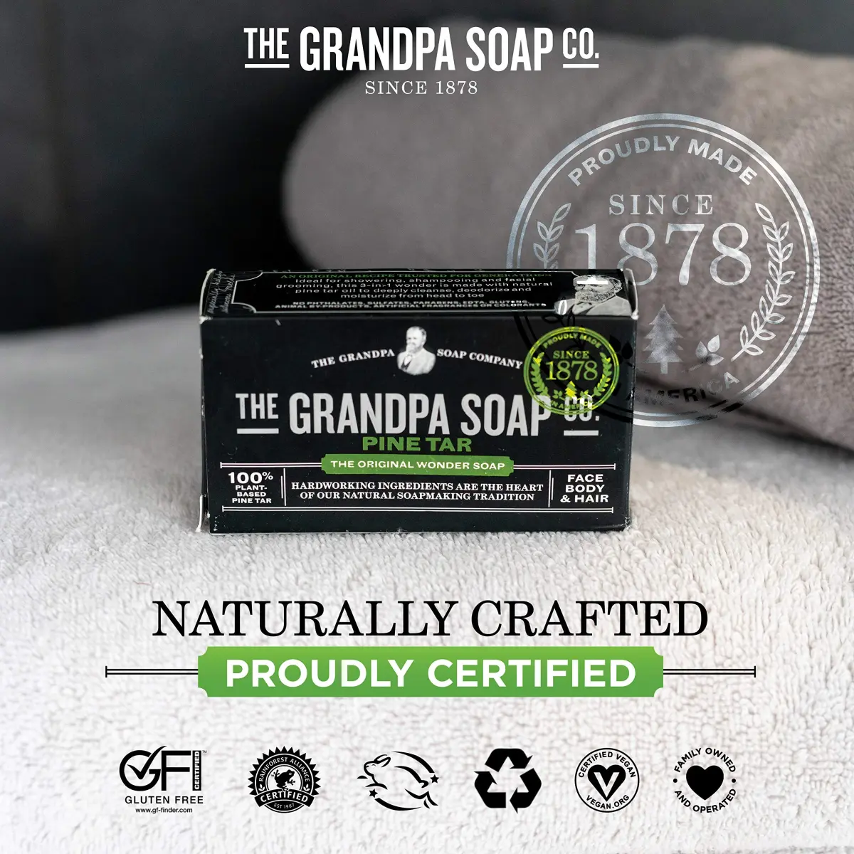 Grandpa's Pine Tar Soap 4.25 oz (120.5 g) | Natural Vegetable-Based Cleanser for Skin Irritations - view 5